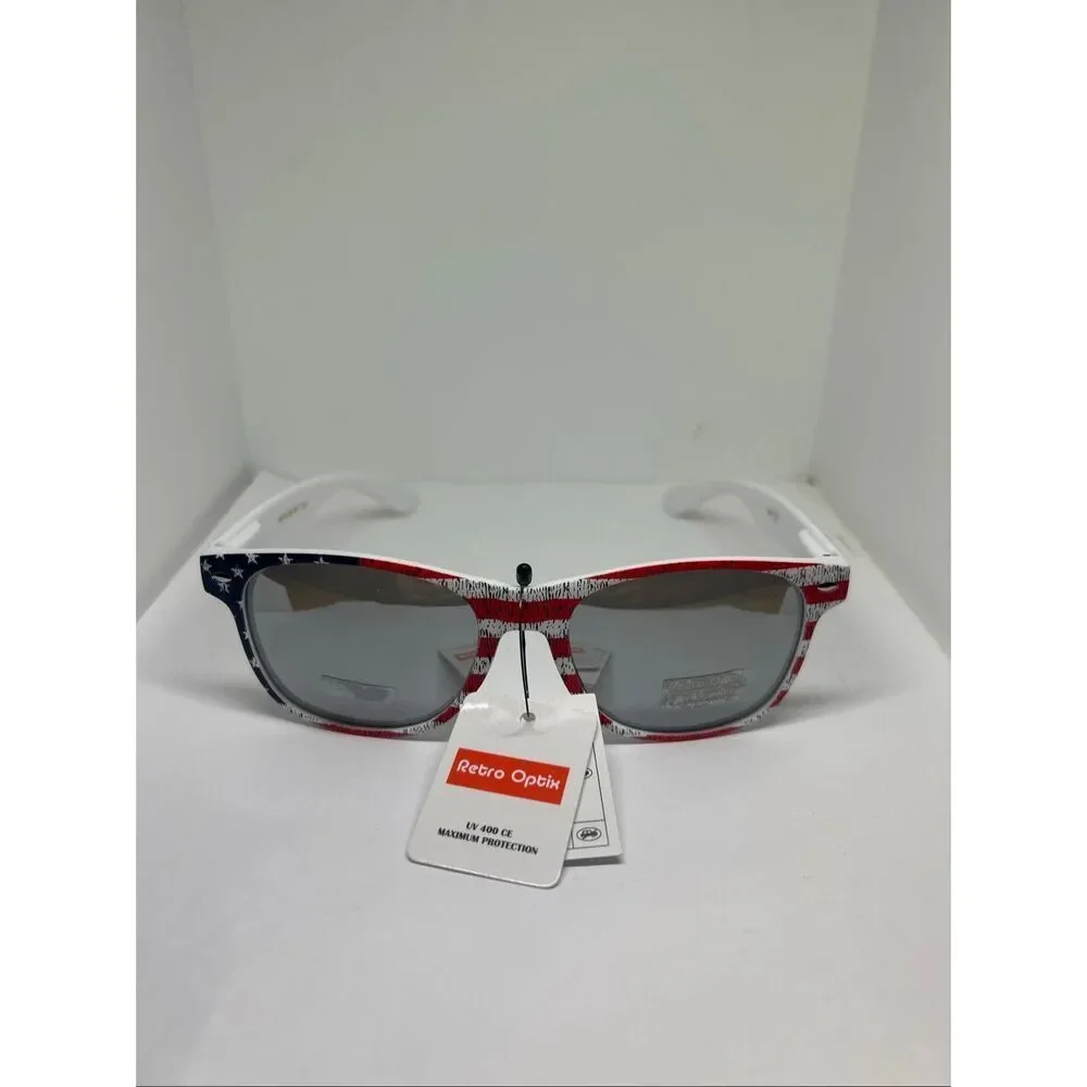 Retro Optix Patriotic American Flag Sunglasses UV400 Protection